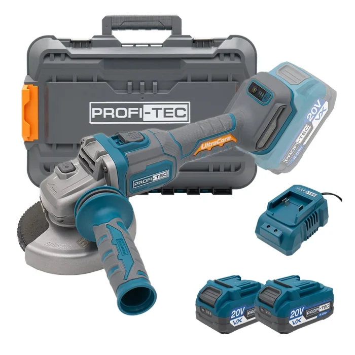 Болгарка акумуляторна кутова PROFI-TEC PPGA203 UltraCore 4 Аг/зарядний пристрій (007640)