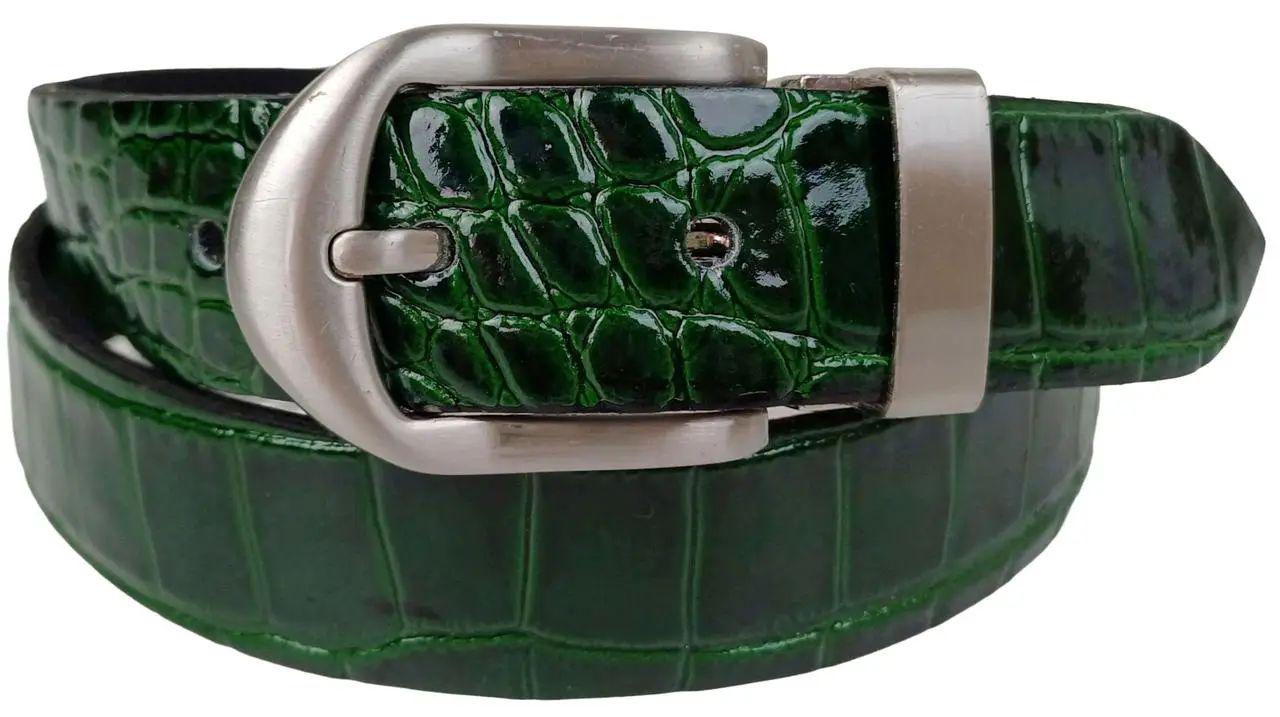 Ремінь жіночий Vanzetti під крокодила 106х3 см Темно-зелений (RMT112)