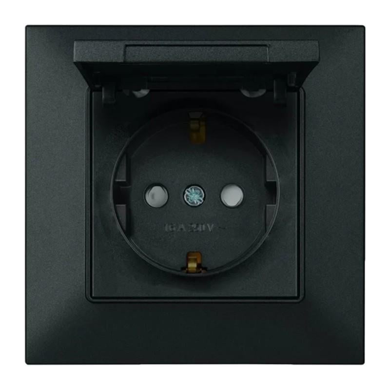 Розетка Panasonic Arkedia Slim одинарна із заземленням та кришкою Чорний (23830955) - фото 1 Розетка Panasonic Arkedia Slim одинарна із заземленням та кришкою Чорний (23830955) - фото 1