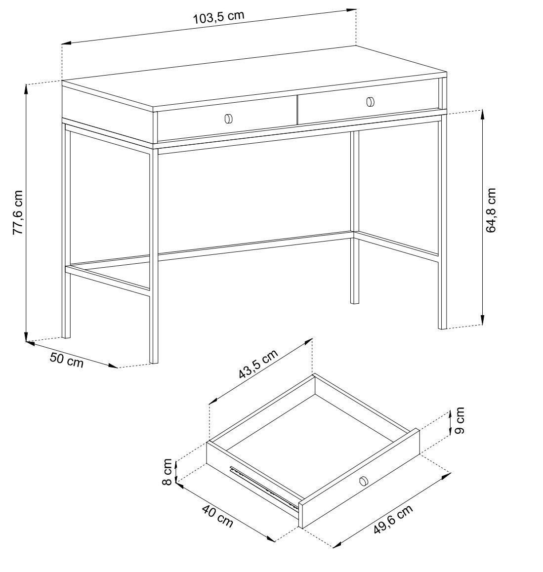 Туалетный стол Perfect Home MT104 Моно/Mono ЛДСП/металл Беж песочный/Черный (50751) - фото 7 Туалетный стол Perfect Home MT104 Моно/Mono ЛДСП/металл Беж песочный/Черный (50751) - фото 7