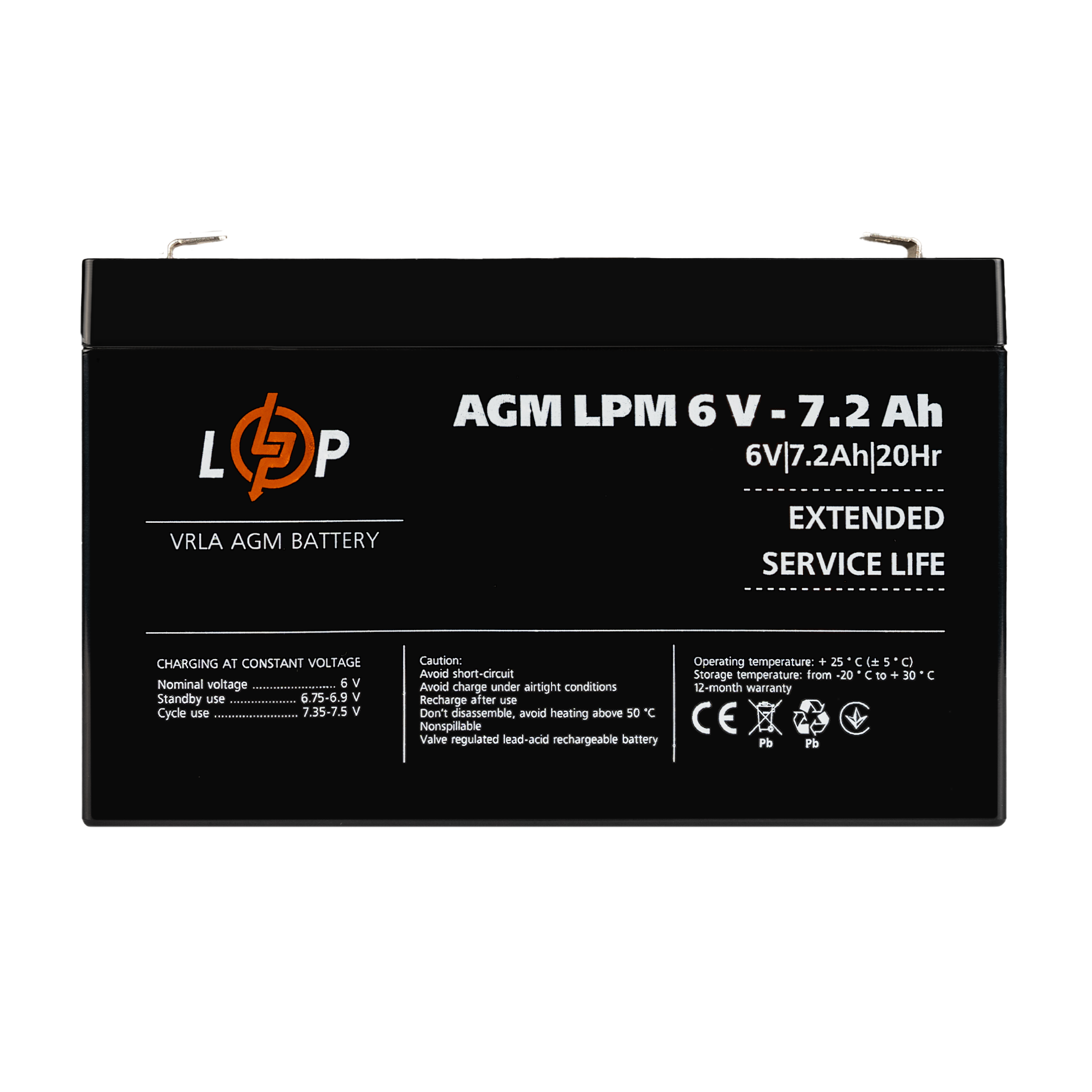 Аккумулятор AGM LPM 6V 7,2 Ah - фото 1