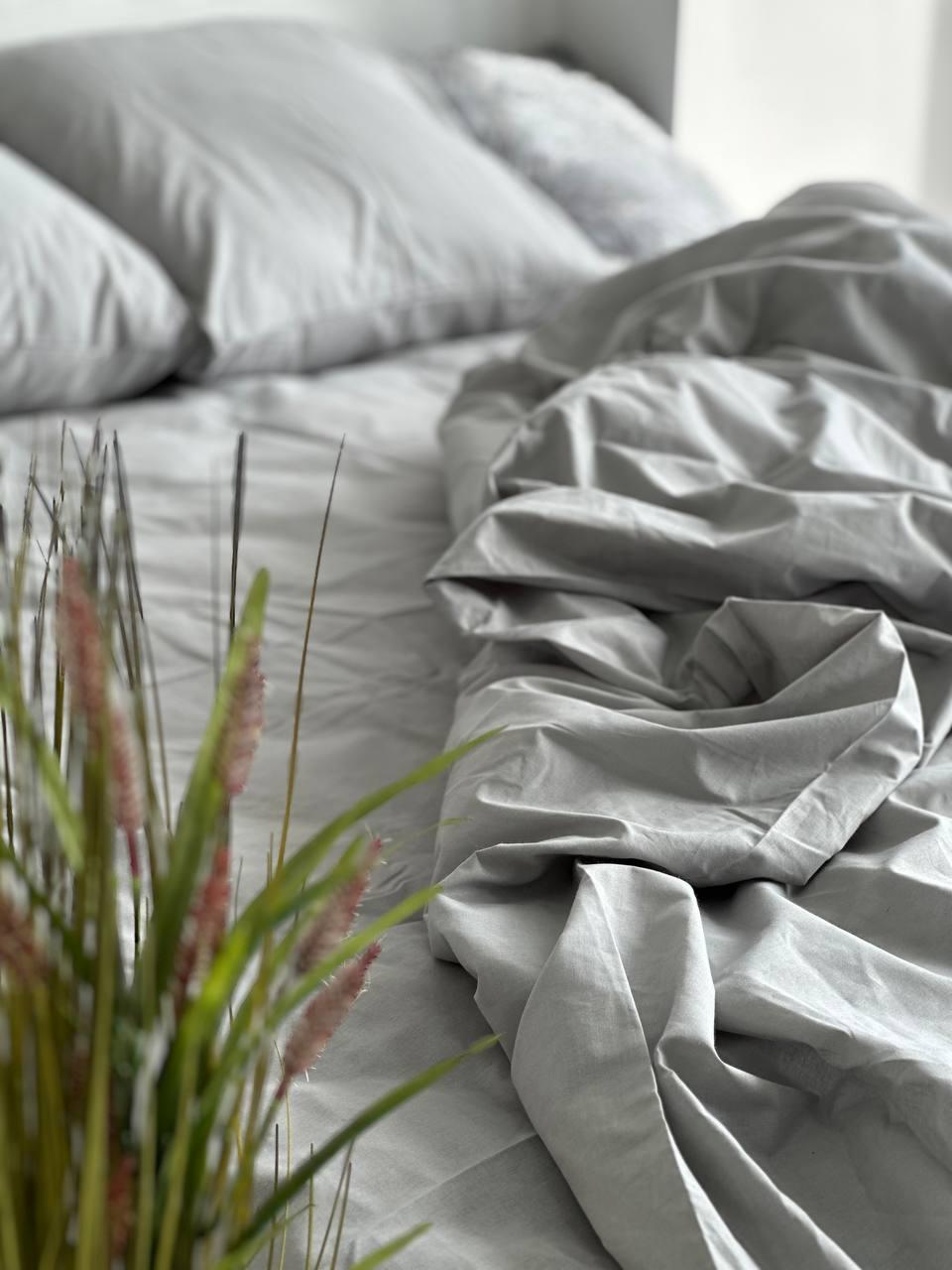 Комплект постельного белья Однотонный семейный бязь 200х220 см Серый - фото 6