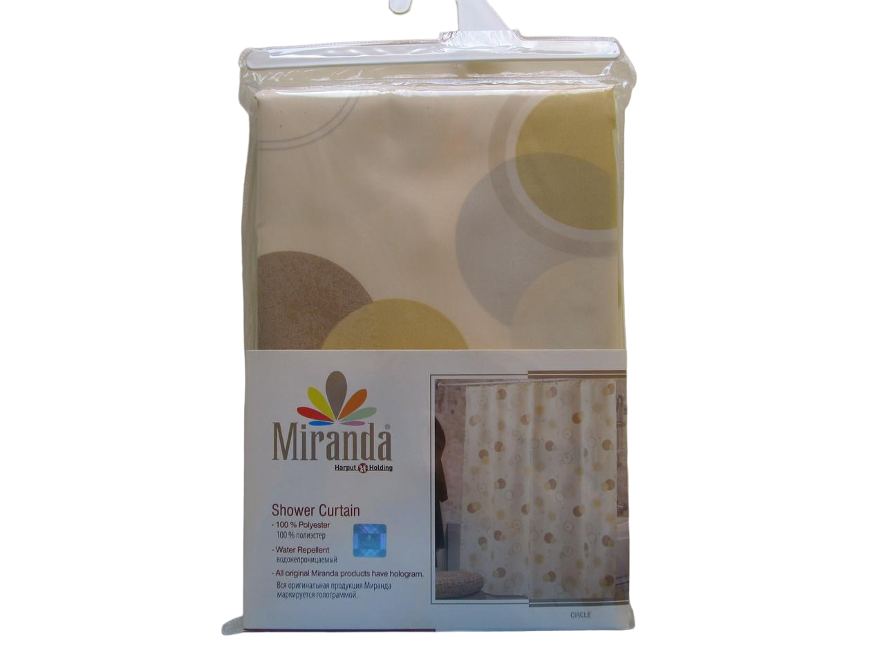 Шторка для ванной комнаты Миранда Circkle из полиэстера 180х200 см Beige (104 Vin)