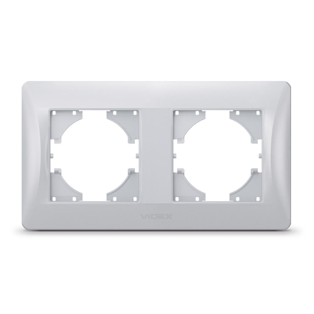 Рамка Videx BINERA 2-постовая горизонтальная Серебряный шелк (12603)