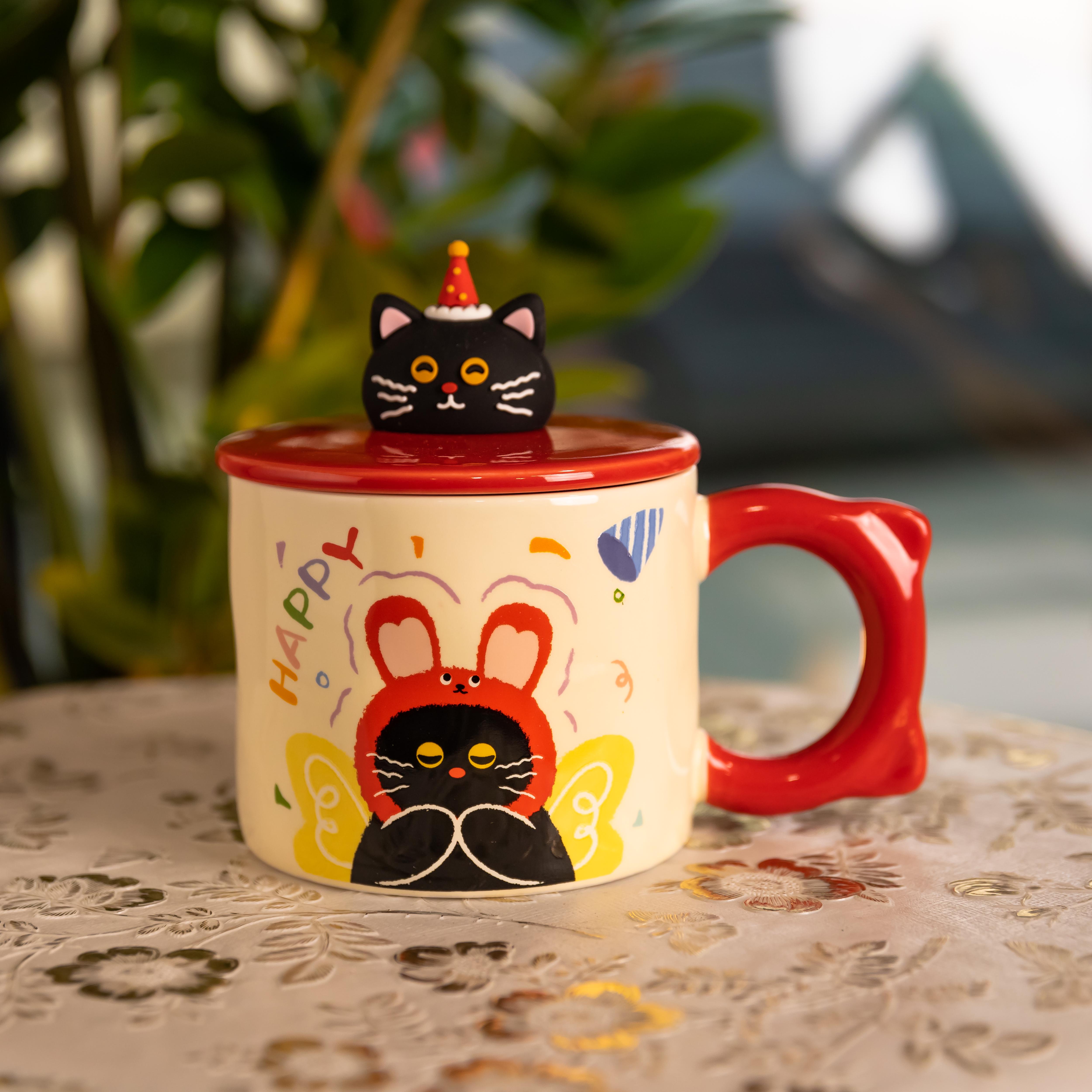 Чашка фарфоровая Kitten's Birthday 400 мл Красный (FM-24D)