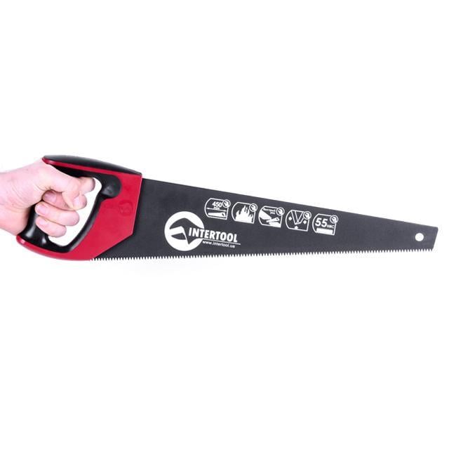 Ножовка по дереву Intertool HT-3108 с тефлоновым покрытием с каленым зубом тройная заточка 450 мм (118662) - фото 2 Ножовка по дереву Intertool HT-3108 с тефлоновым покрытием с каленым зубом тройная заточка 450 мм (118662) - фото 2
