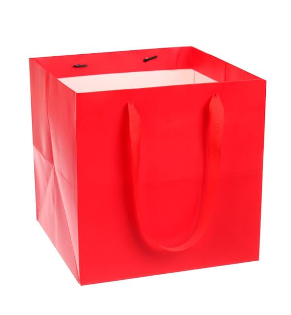 Подарочный пакет 30х30х30 см ламинированный картон Красный (10566) - фото 1