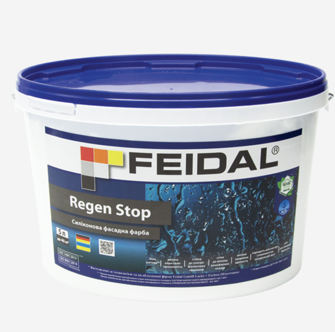 Краска фасадная силиконовая Feidal Regen Stop 5 л (27582029) Краска фасадная силиконовая Feidal Regen Stop 5 л (27582029)