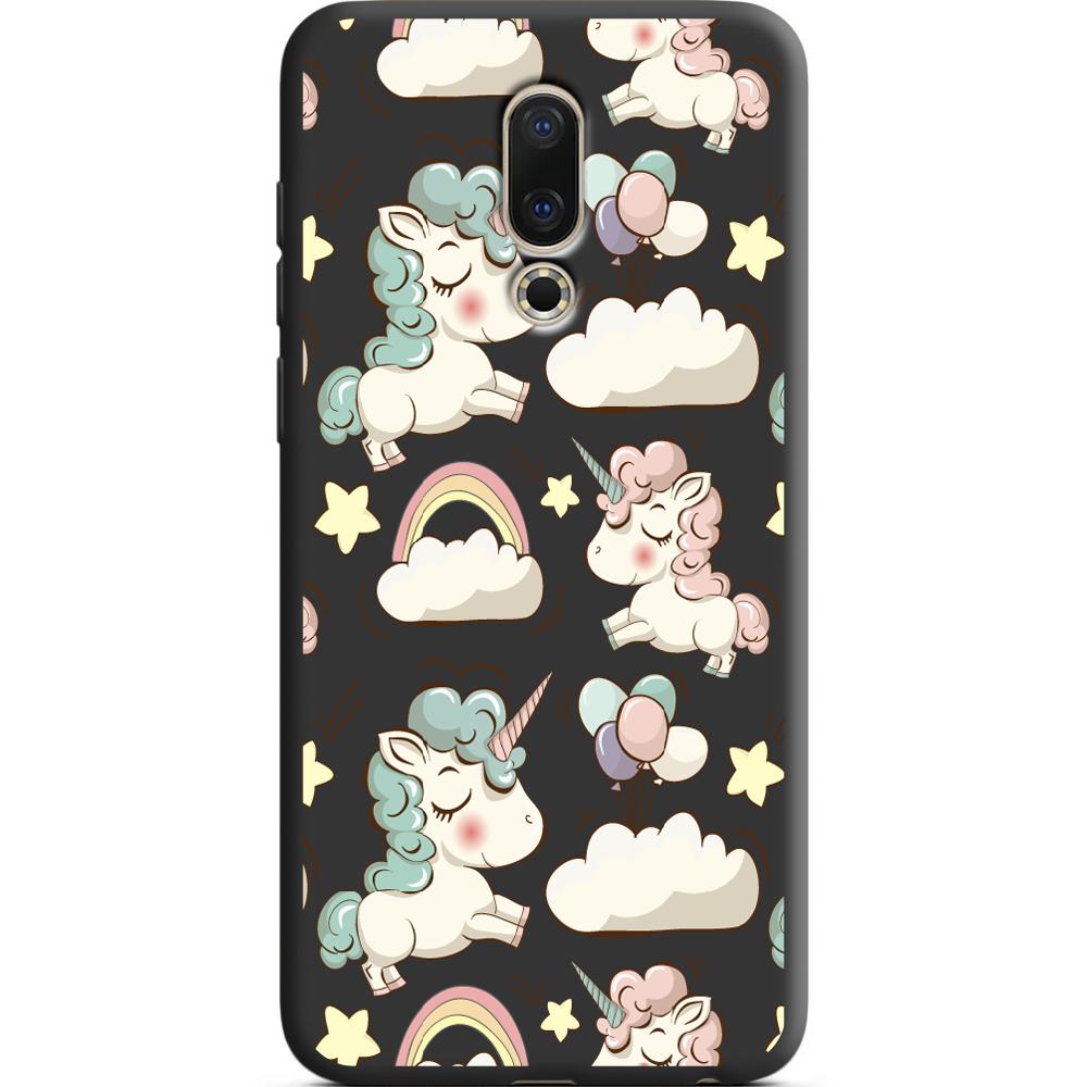 Чехол BoxFace Meizu 16 / 16X Unicorns Черный силикон (35176-cc2-38941)