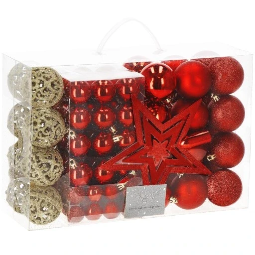 Набір іграшок на ялинку Springos CA0122 XXL 6/4/3 см 100 шт. Червоний (1995653693)