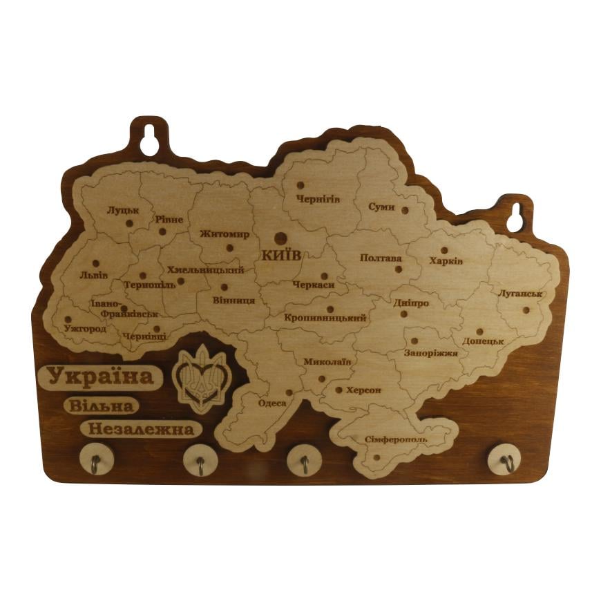Ключница из дерева Карта Украины (09000011)