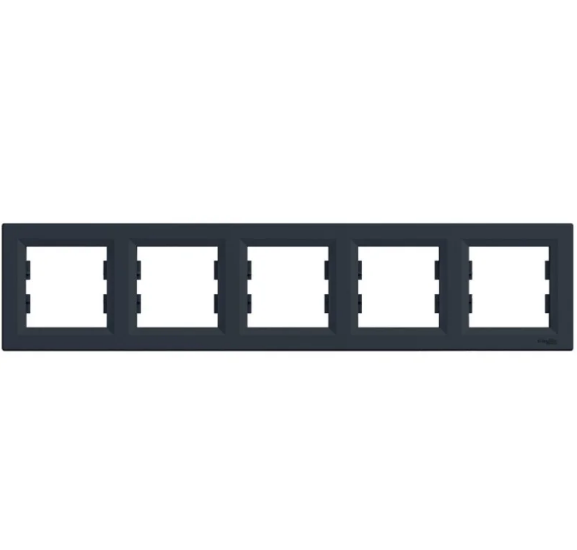 Рамка пятерная горизонтальная Schneider Asfora Антрацит (27641753)