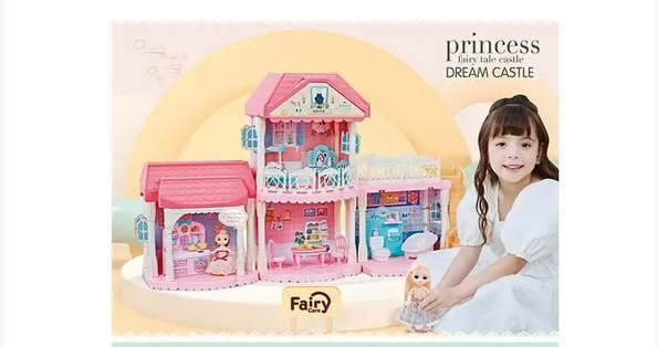 Домик для кукол 7001 2 этажа/4 комнаты/кукла/в коробке 11 см