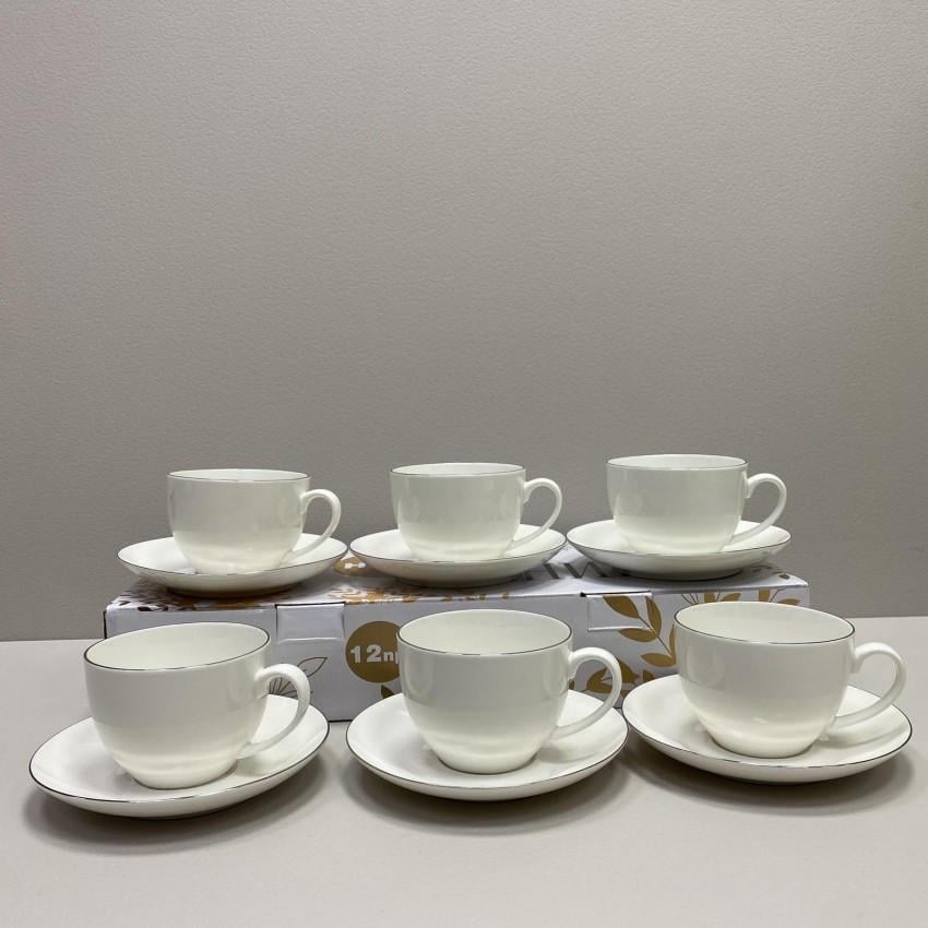 Сервіз чайний S&T 1753-4 порцеляновий 12 пр. Срібний (2173045521)