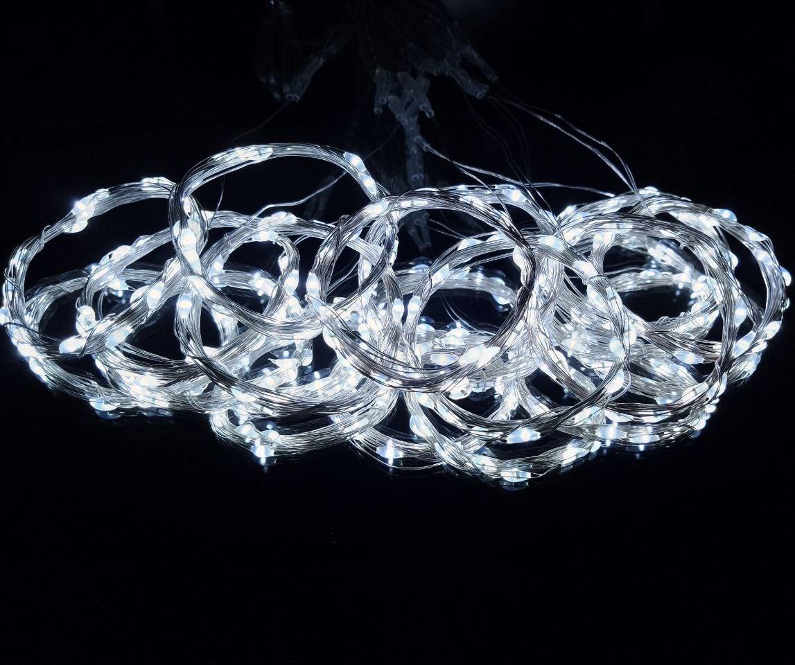 Гірлянда штора світлодіодні краплі від USB 8 режимів з пультом 3x2 м 200 LED Холодний білий