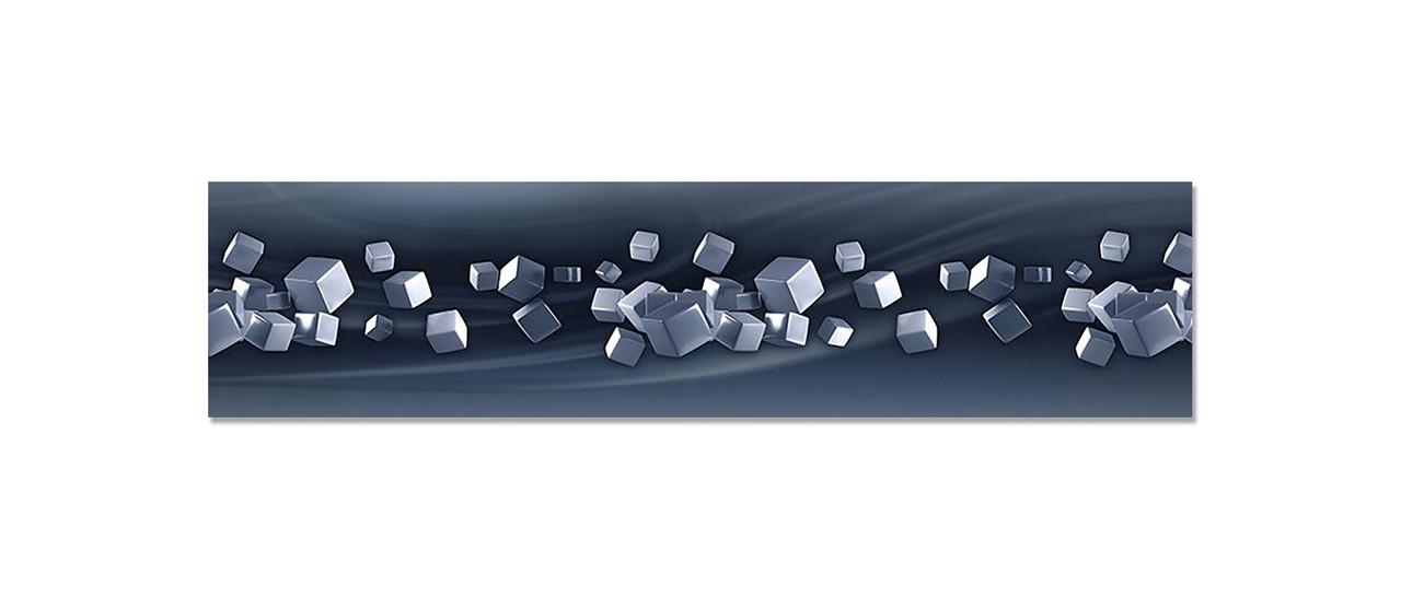 Фартук кухонный Стальные кубы геометрия из самоклеющейся виниловой пленки 60х250 см Серый