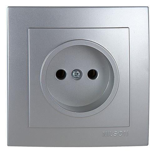 Розетка одинарна без заземлення Nilson Touran Срібний (00000011852)