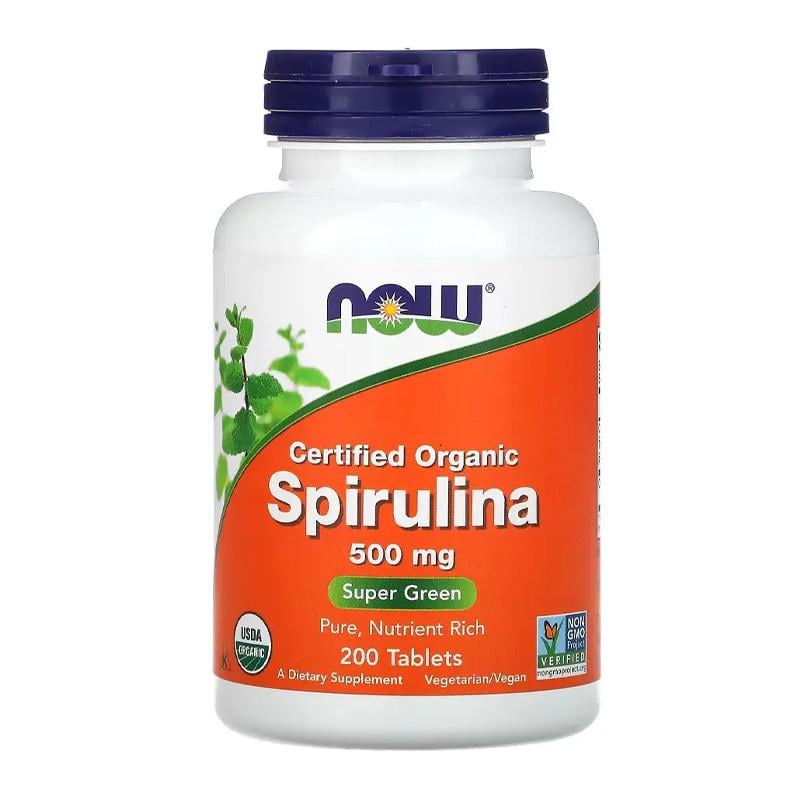 Спирулина NOW Spirulina 500 мг Certified Organic 200 капс. (11473-01)