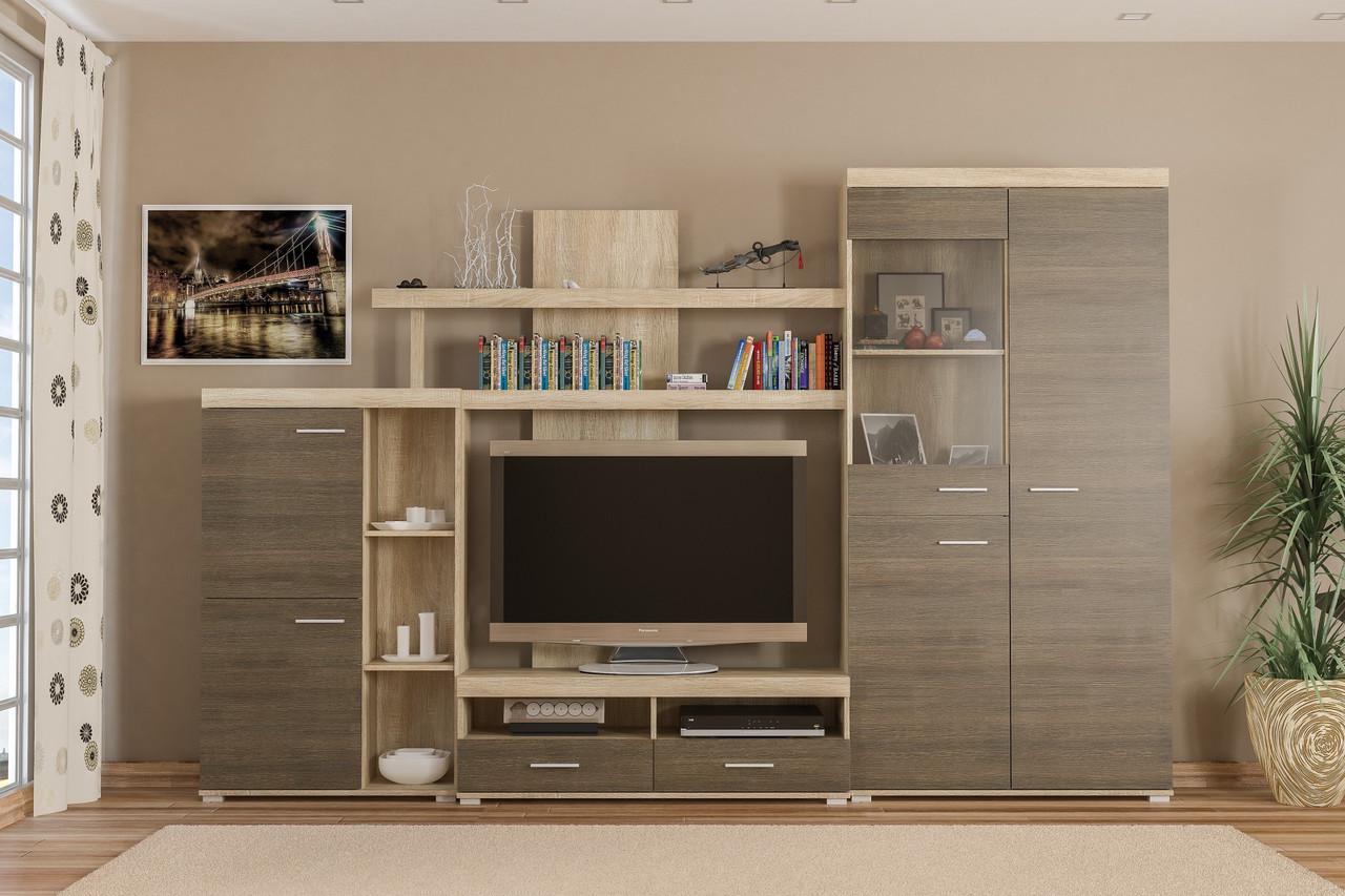 Стенка со шкафом в гостиную Мебель-сервис Кай new 300 см Дуб сонома