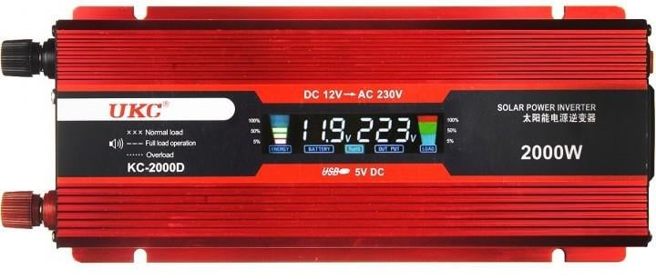 Преобразователь автомобильного тока UKC-2000D LCD 12 V 2000 W с экраном (4737345734)