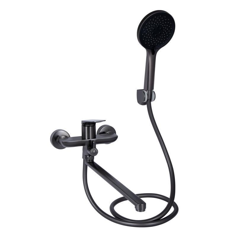 Змішувач для ванни з довгим поворотним виливом з душовим гарнітуром Qtap Vlasta QTVLA260GMB45645 Gunmetal Black PVD (SD00051769) Змішувач для ванни з довгим поворотним виливом з душовим гарнітуром Qtap Vlasta QTVLA260GMB45645 Gunmetal Black PVD (SD00051769)