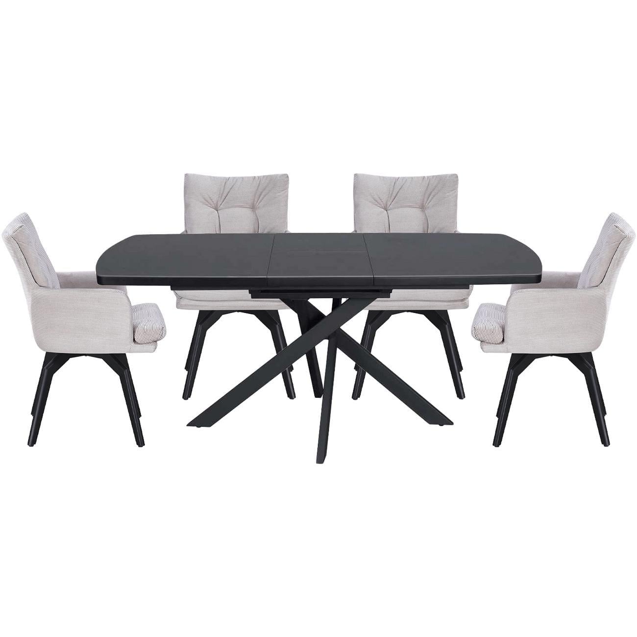 Стол и 4 стула KEVIN+CHANCE 140 см Dark grey ceramic (13591_13517)