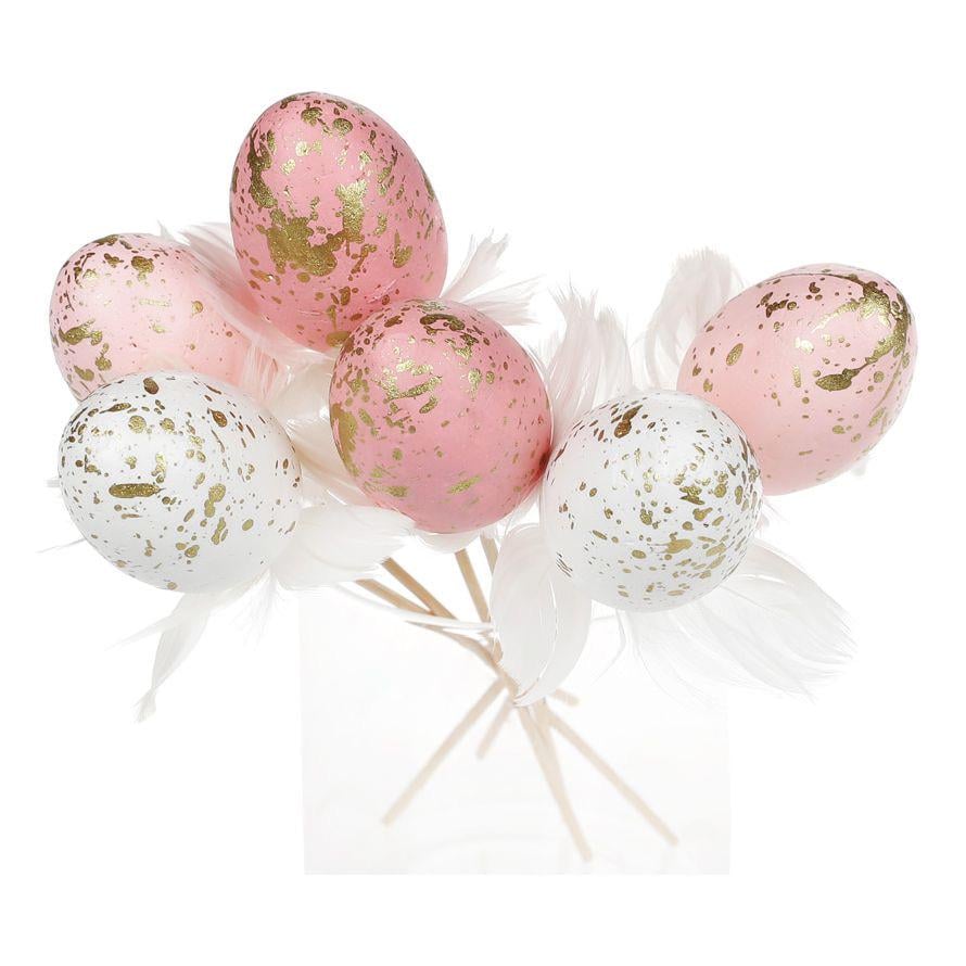 Набор пасхального декора на стике BonaDi Яйцо с перьями 6 шт (743-810)