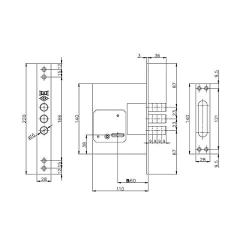 Замок врізний Kale 257 L XP (60mm) - фото 3 Замок врізний Kale 257 L XP (60mm) - фото 3