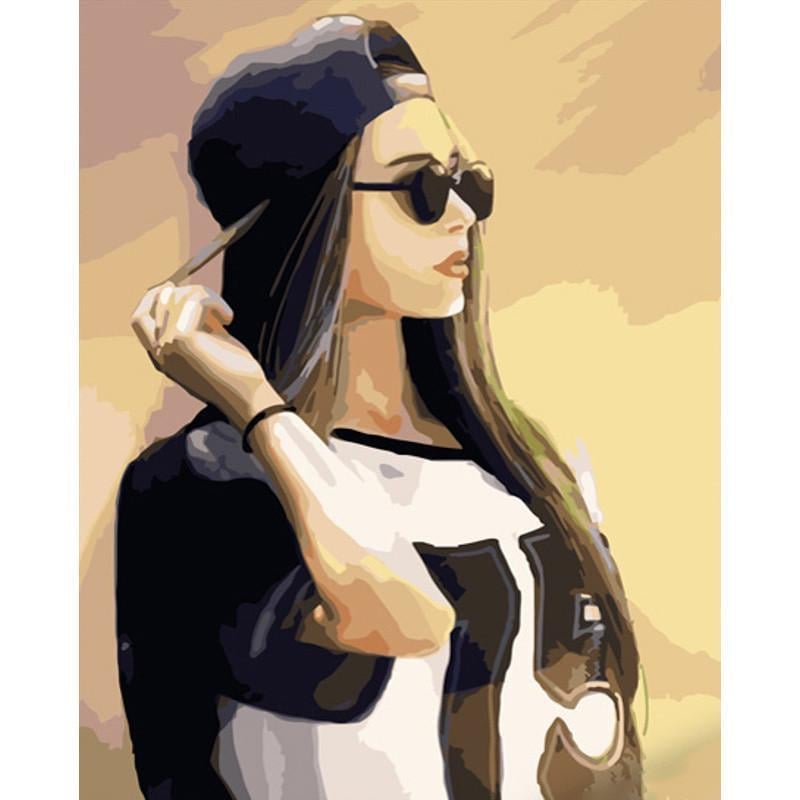 Картина по номерам Strateg Премиум Девушка на стиле 40х50 см (GS595)