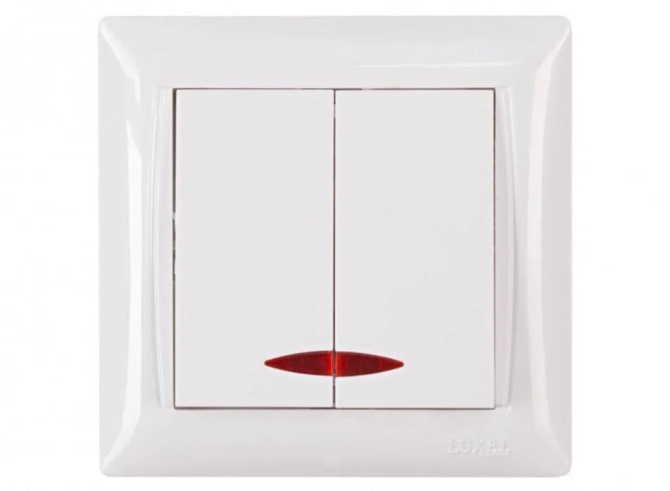Выключатель двухклавишный Luxel 3006 PRIMERA с подсветкой Белый (27552438)