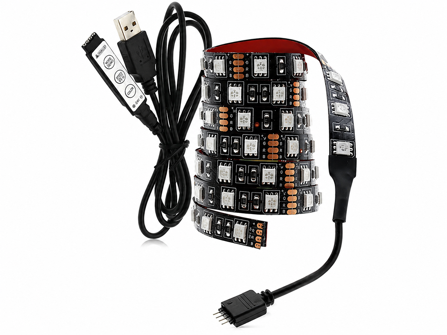 Светодиодная лента RGB Feron USB с мини контроллером (1005-048-01) Светодиодная лента RGB Feron USB с мини контроллером (1005-048-01)
