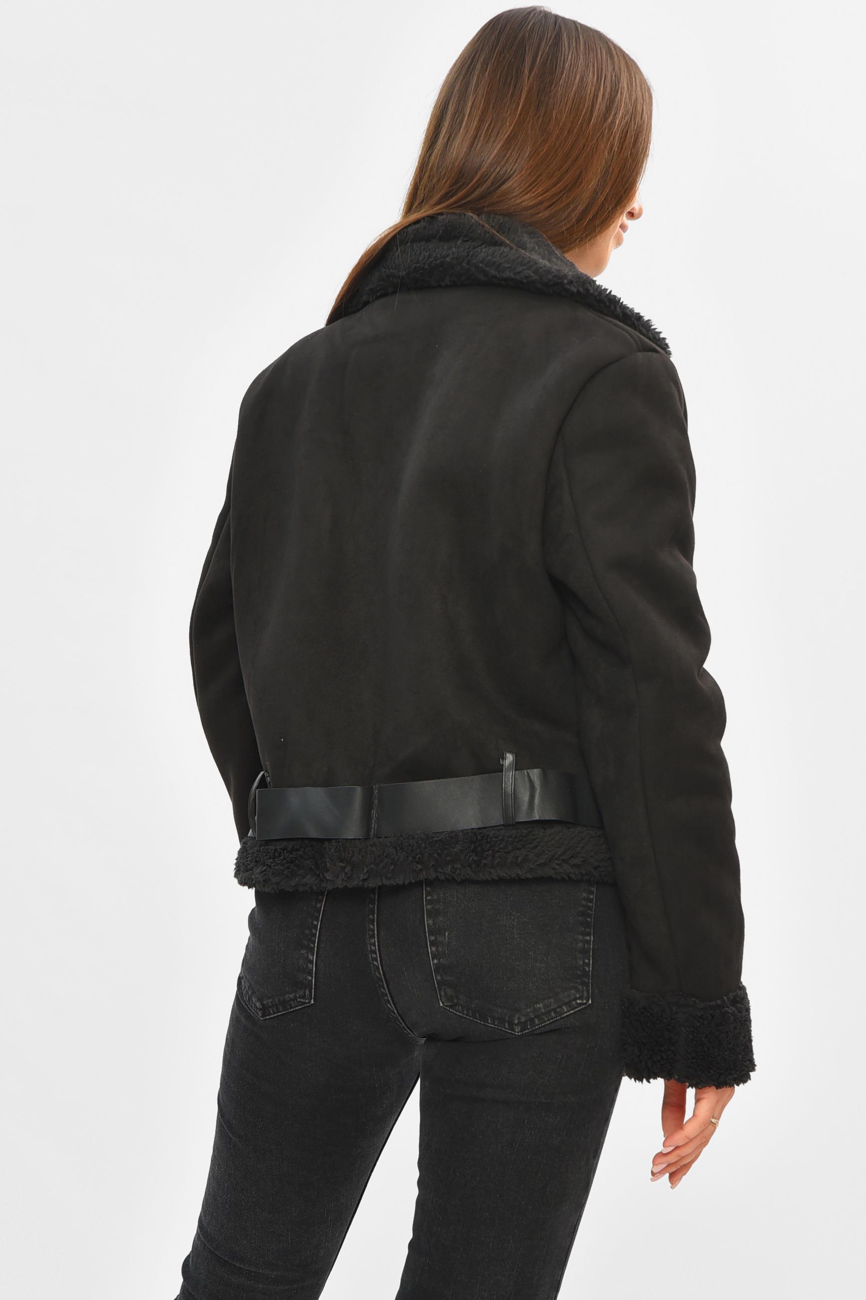 Дубленка женская на искусственном меху S Черный (205639) - фото 3 Дубленка женская на искусственном меху S Черный (205639) - фото 3