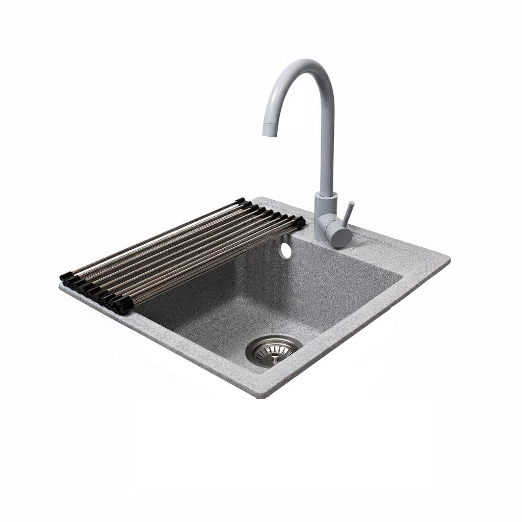 Мийка гранітна ROMZHA Adiere зі змішувачем і сушаркою A Сірий (RO20013)