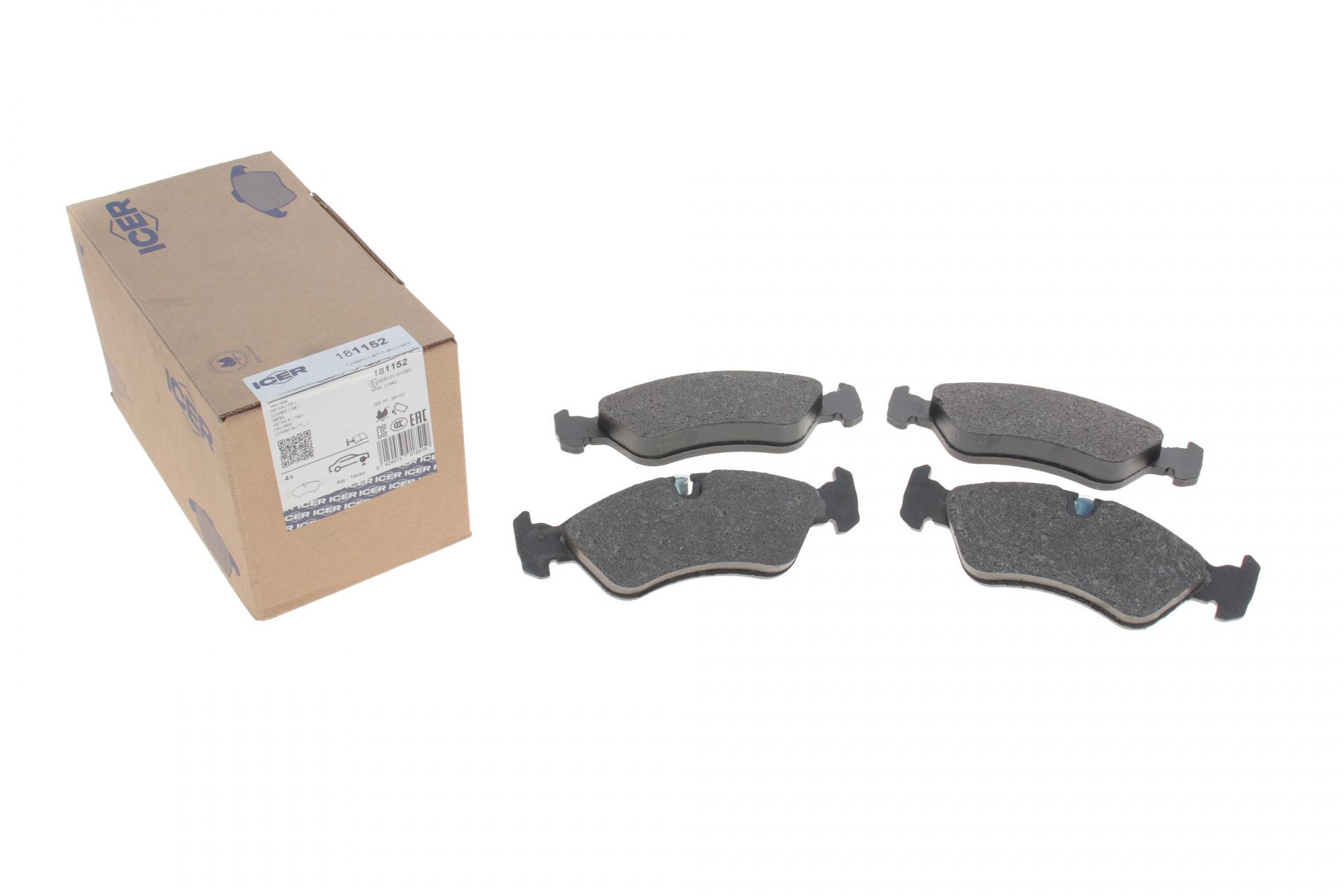 Колодки тормозные передние ICER для Opel Astra F 91-98/Kadett E 87-93/Vectra A/B 88-03 (181152)
