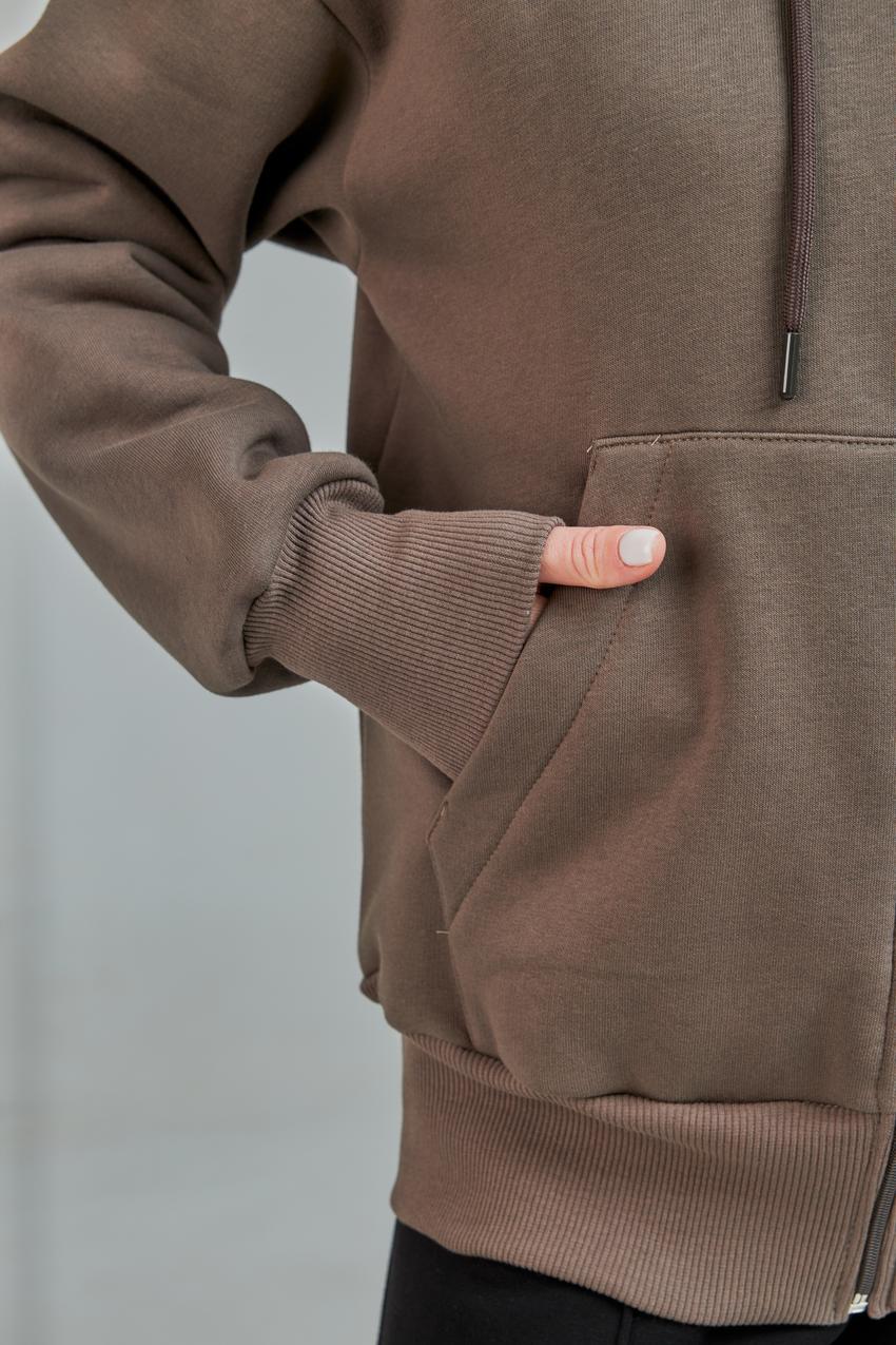 Кофта жіноча М165.4 на замку L Бежево-сірий (622-1-62) - фото 4 Кофта жіноча М165.4 на замку L Бежево-сірий (622-1-62) - фото 4