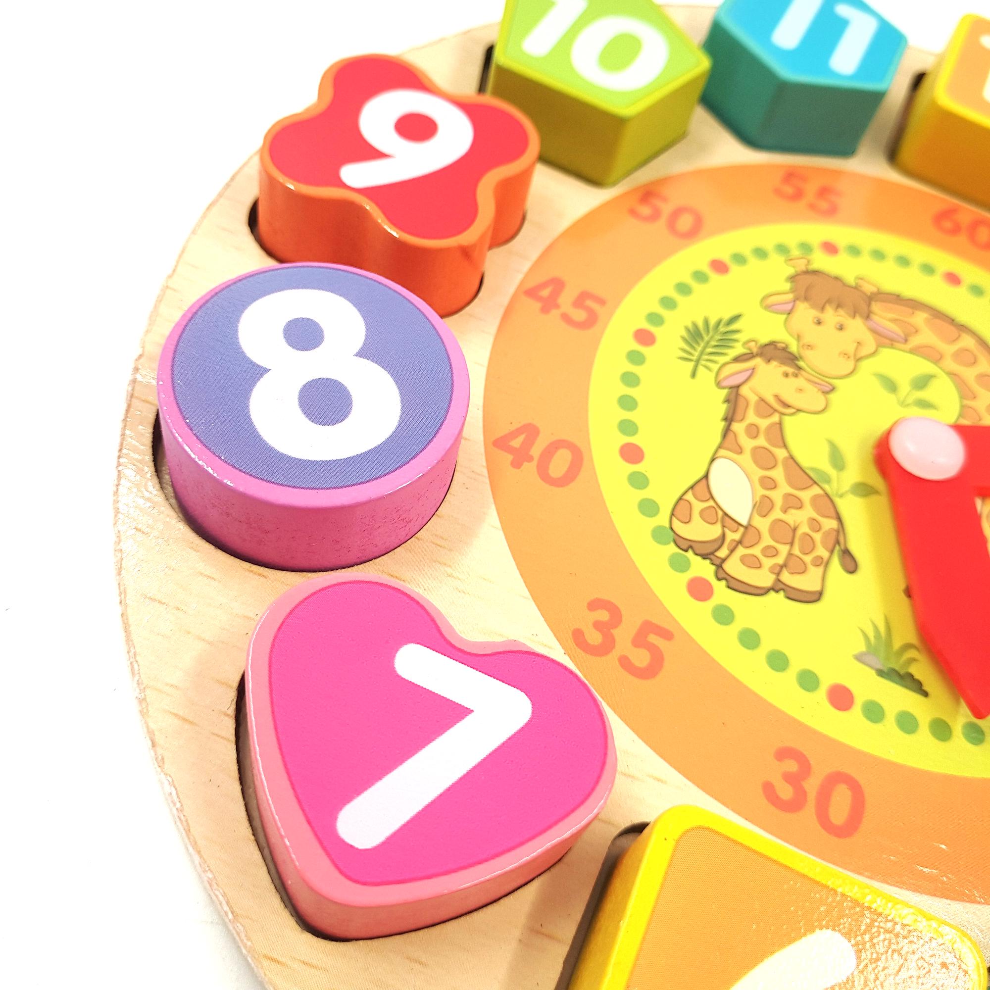 Сортер для малышей Часы 13 элементов жираф Разноцветный - фото 3 Сортер для малышей Часы 13 элементов жираф Разноцветный - фото 3