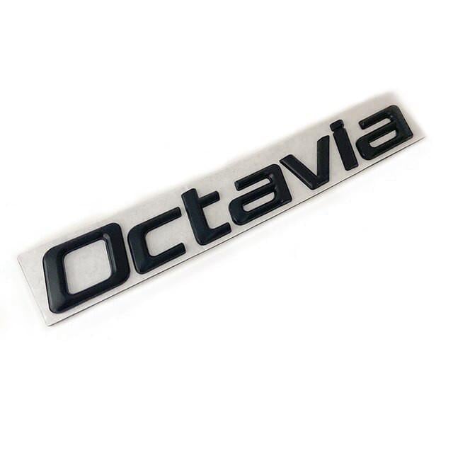 Эмблема надпись Octavia на багажник металл Skoda Черный глянцевый (1687035448)