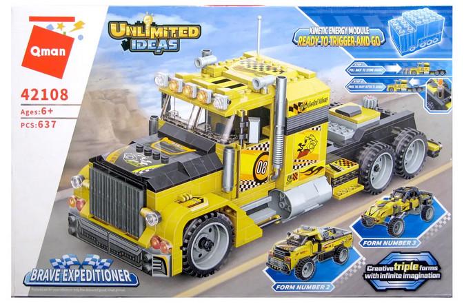 Конструктор Qman 42108 Машина Грузовик баги джип на инерции 637 дет.