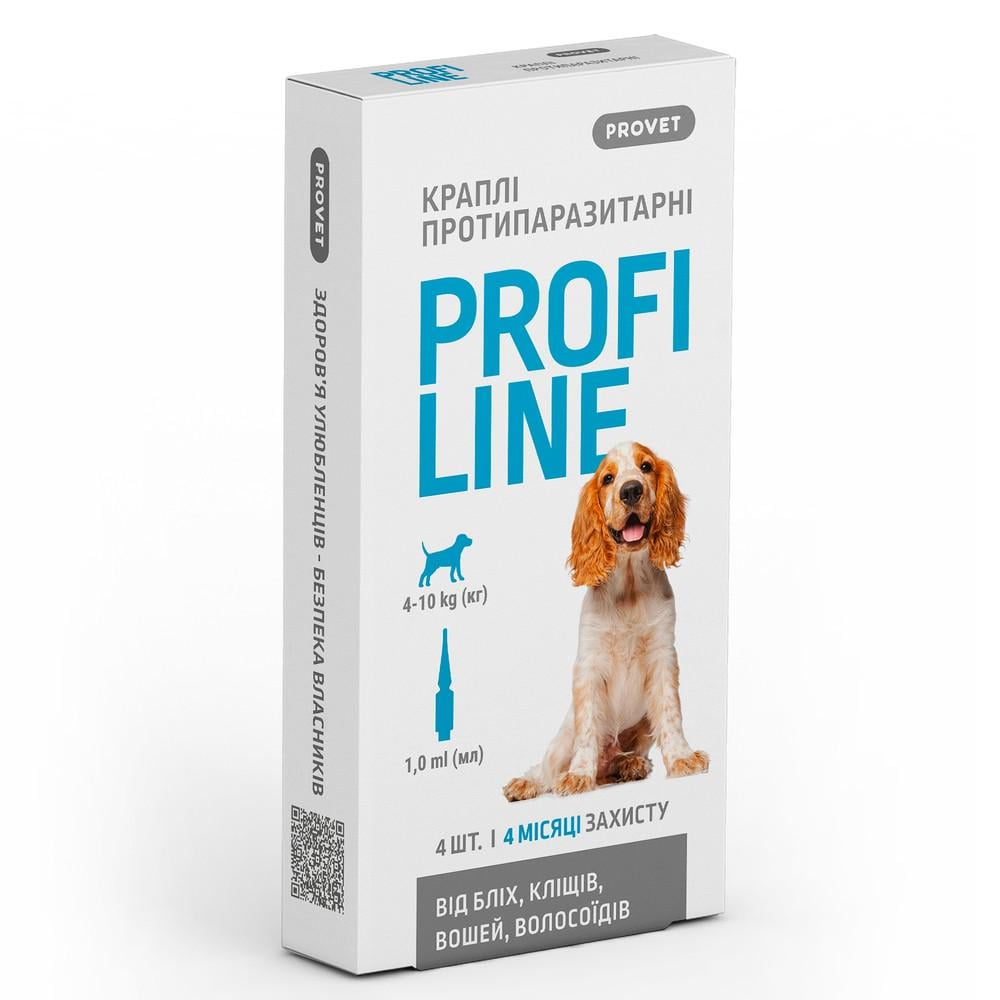 Краплі на загривку для собак ProVET Profiline від зовнішніх паразитів 1 мл/4 піп. (PR243104)