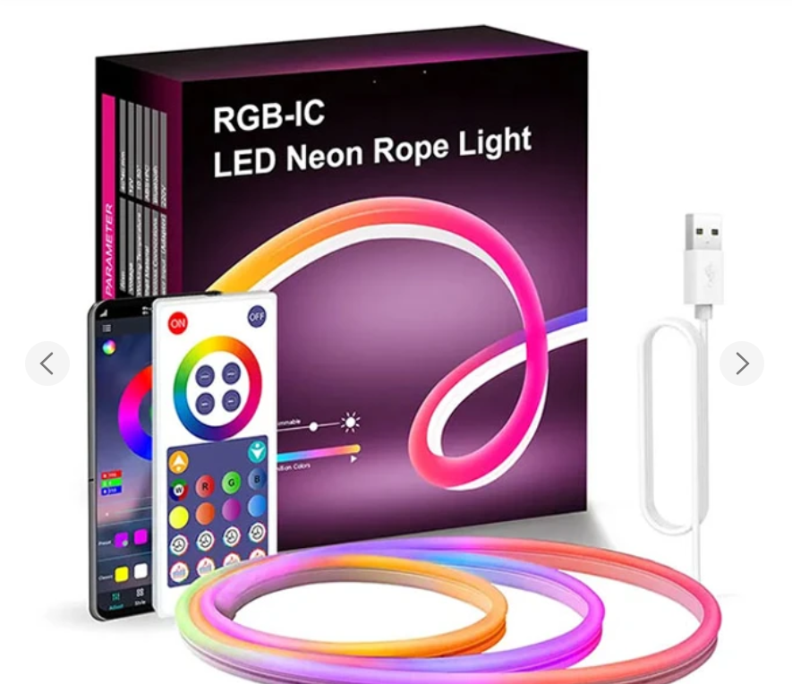 Світлодіодна стрічка неонова USB RGB управління з телефону/пультом 10 м Різнокольоровий