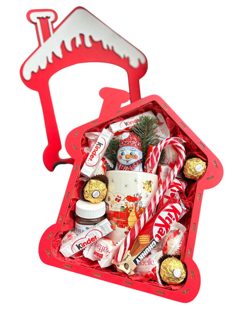 Подарунковий бокс для дитини з солодощами та чашкою на Новорічні свята Червоний (2053109551)
