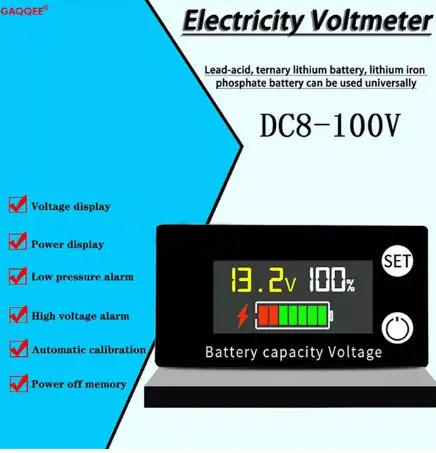 Індикатор ємності заряду акумуляторної батареї 8 V-100 V модель 6133A з датчиком температури - фото 4