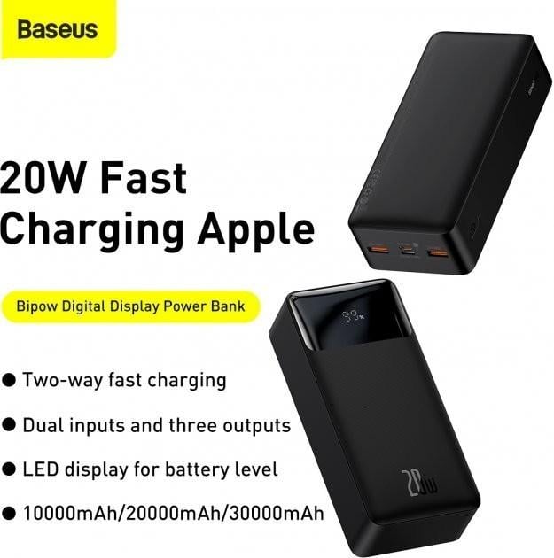 Батарея портативная Baseus Bipow 30000 mAh 20 W Black (PPDML-N01) - фото 11