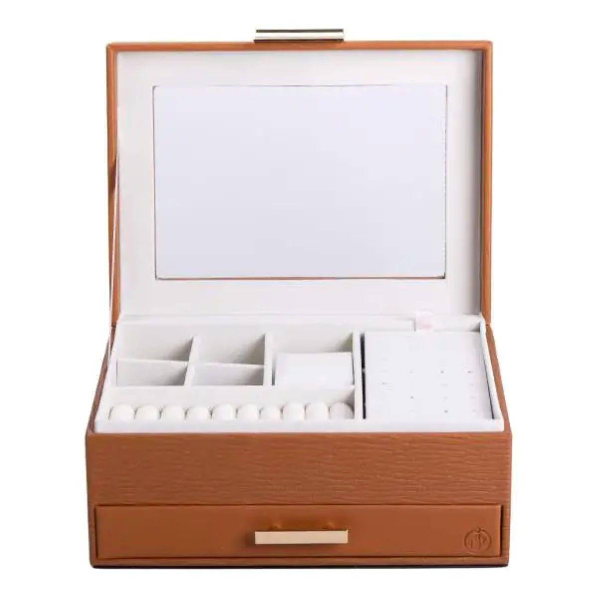 Скринька для прикрас з еко шкіри 2 яруси для ювелірних виробів (6724)