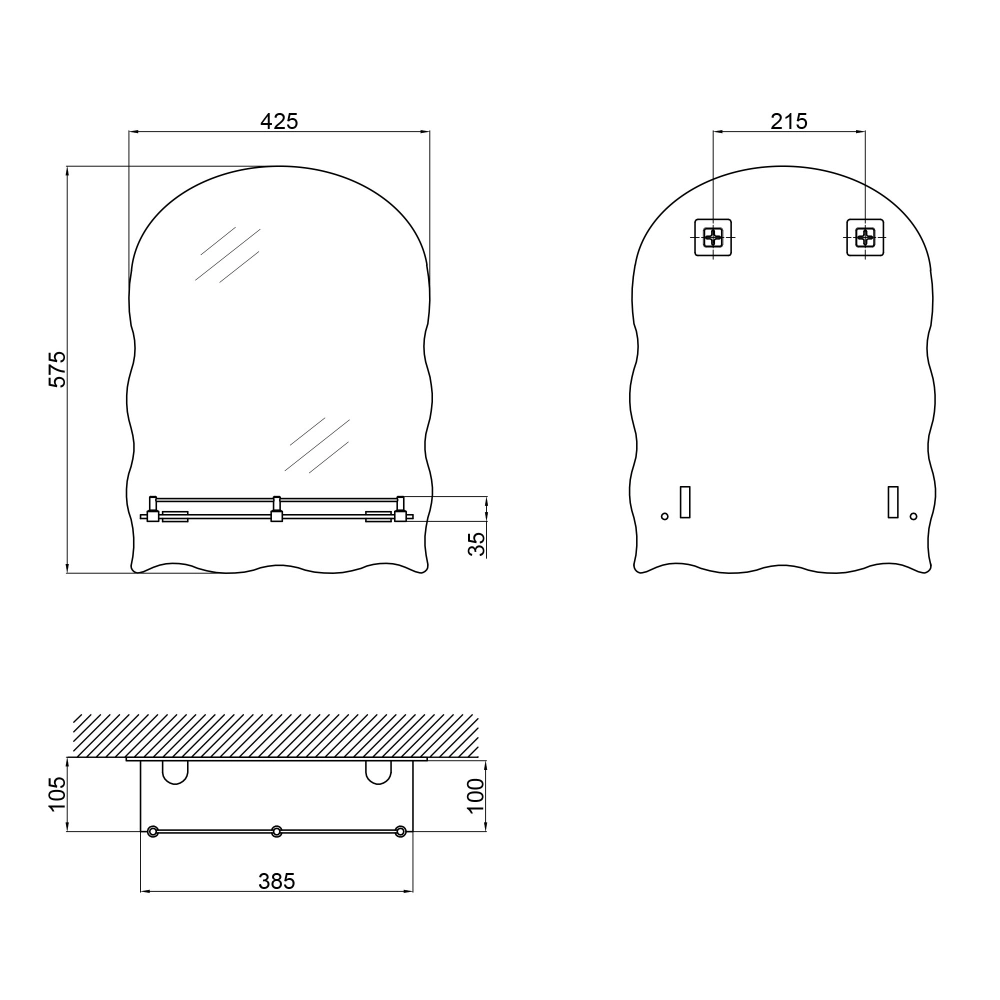 Зеркало настенное Lidz Anny с полочкой 575х425 мм (SD00052557) - фото 5