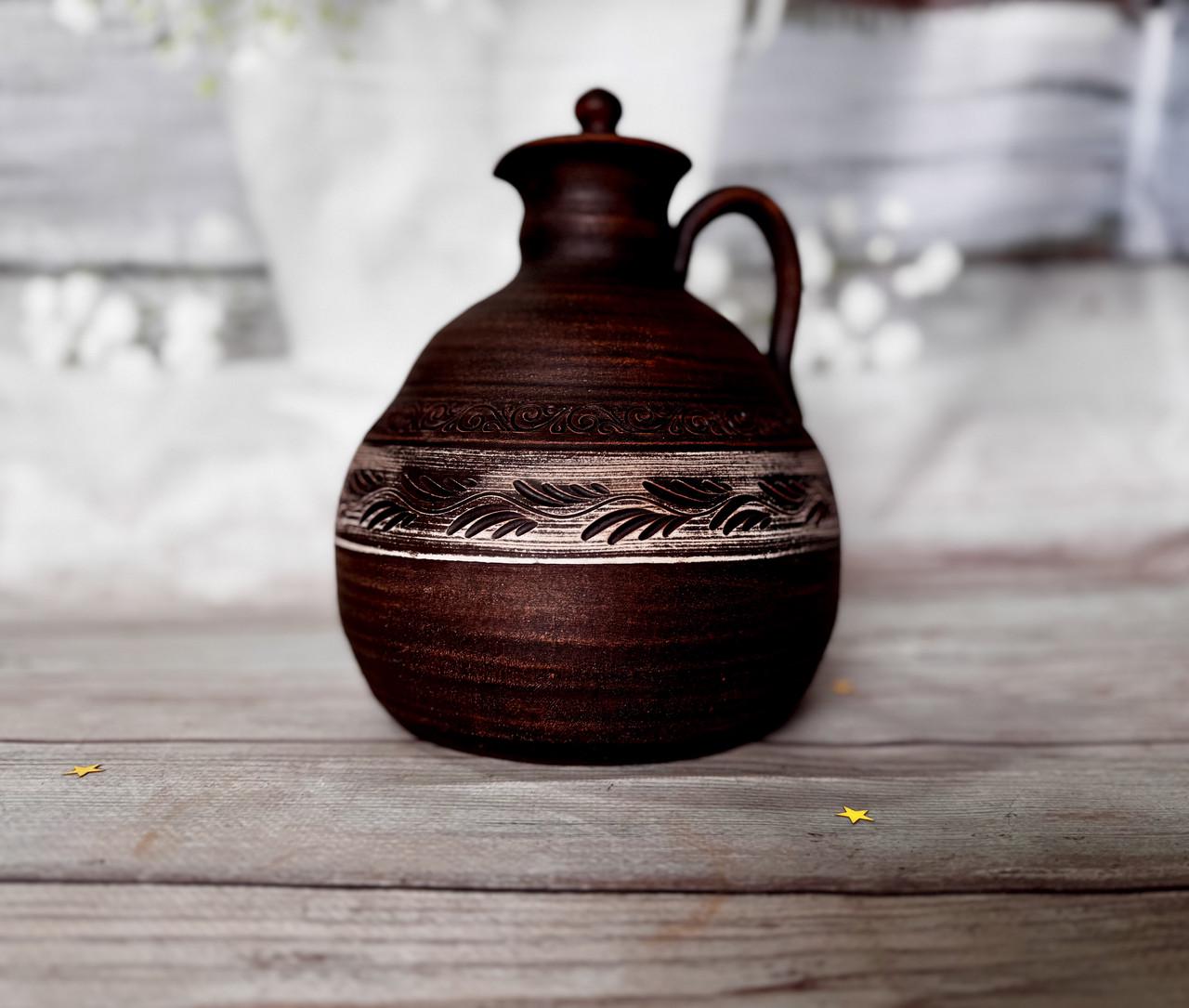 Глечик штоф універсальний з глини 2,5 л (2582423087) - фото 3 Глечик штоф універсальний з глини 2,5 л (2582423087) - фото 3