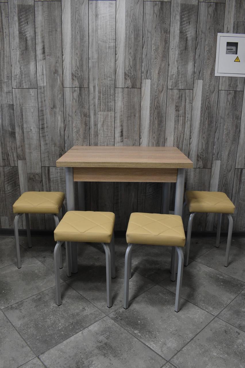Кухонний комплект Оскар стіл розкладний/табурети 4 шт. Tutti Lux 60х80/80х120х75 см Сонома/Бежевий (28374597)