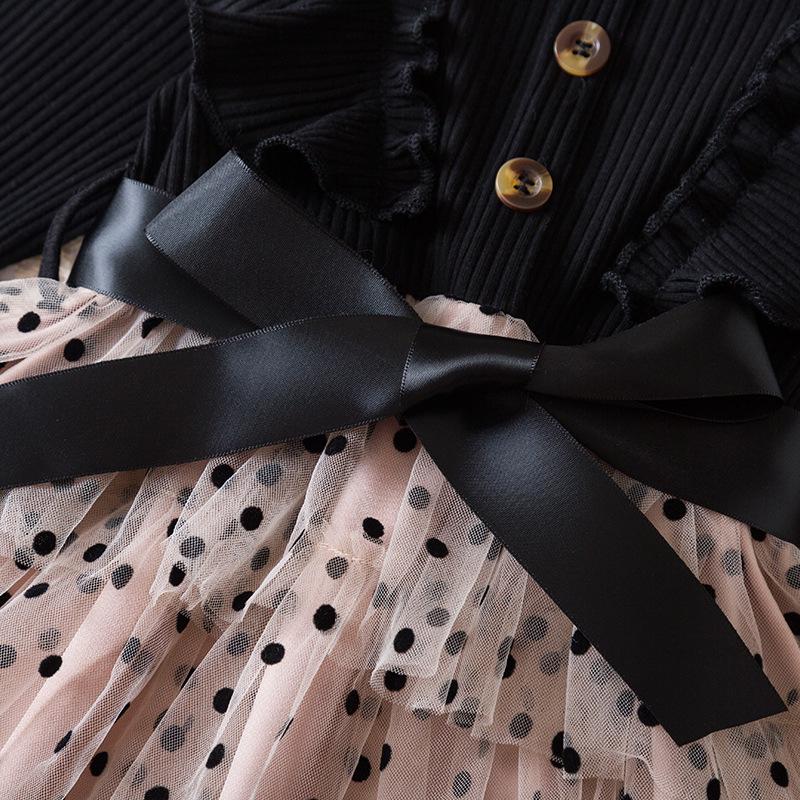 Платье праздничное детское KatyKids Эмилия с длинным рукавом и пышной юбкой в горох 90 см Черный с бежевым (11055360400) - фото 3 Платье праздничное детское KatyKids Эмилия с длинным рукавом и пышной юбкой в горох 90 см Черный с бежевым (11055360400) - фото 3