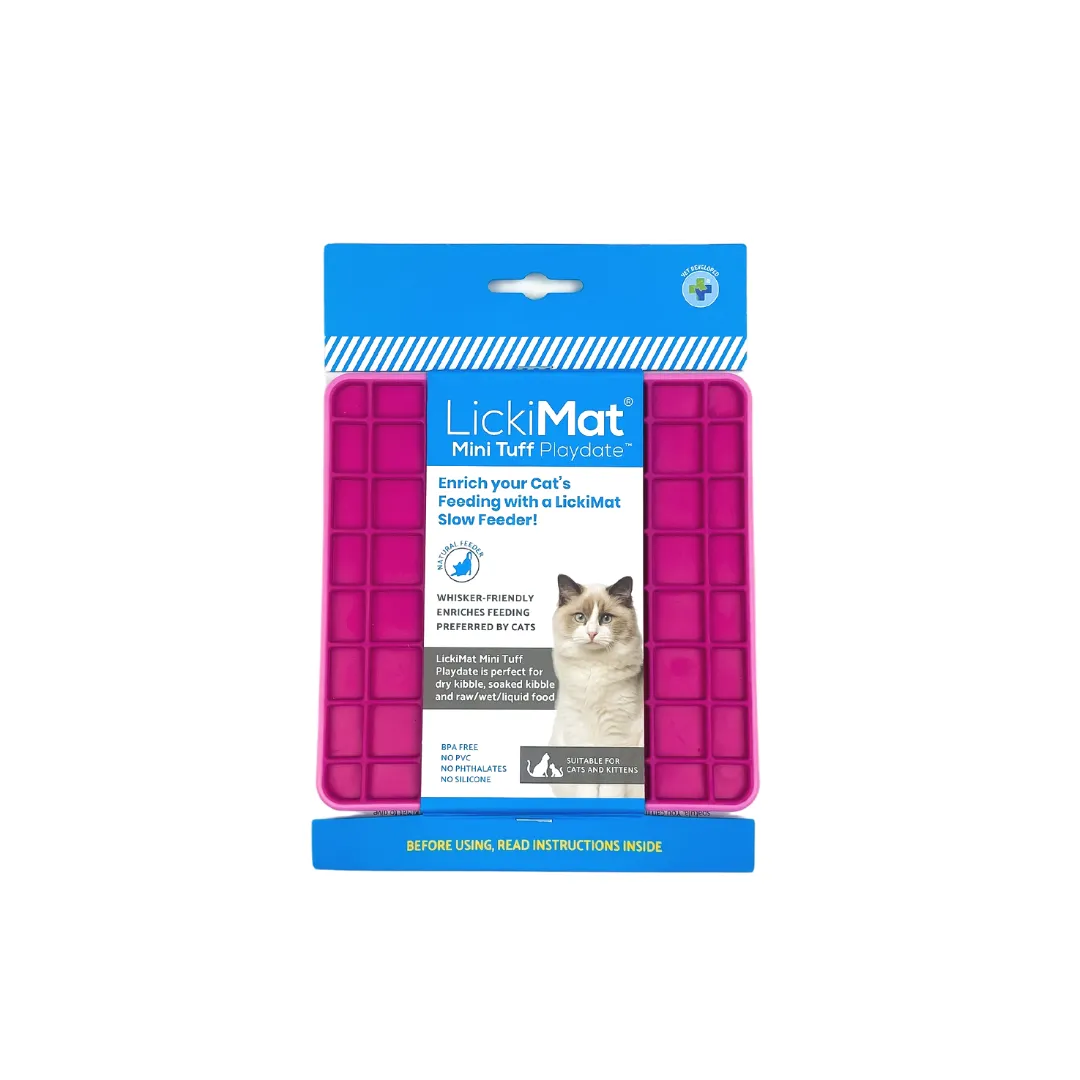 Коврик каучуковый для лакомства для кошек LickiMat Mini Tuff Playdate 15х15 см Розовый