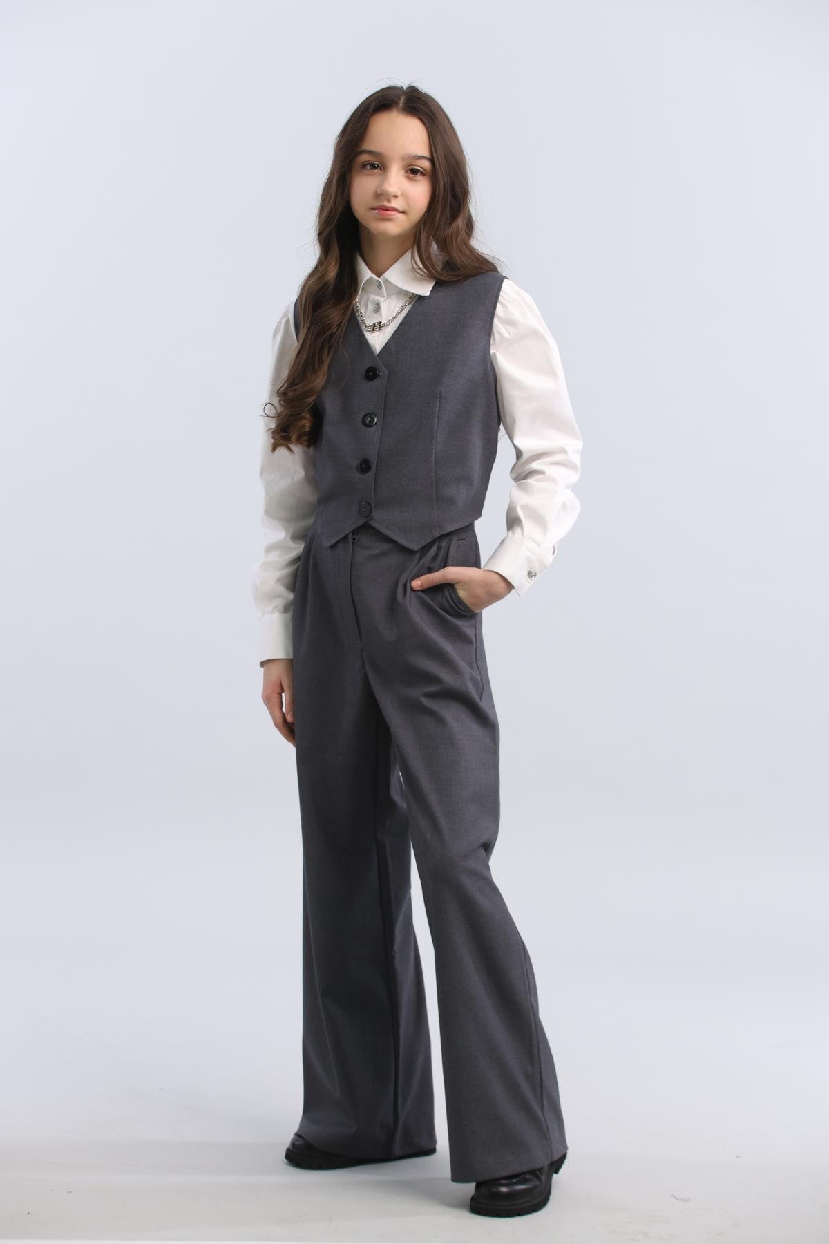 Брюки для девочки подростковые школьные IRmAS 1226 164 см Серый